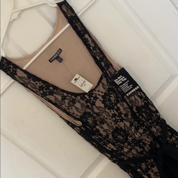 Express Sleeveless Dress - Tan/Black Floral Lace - Picture 4 of 5